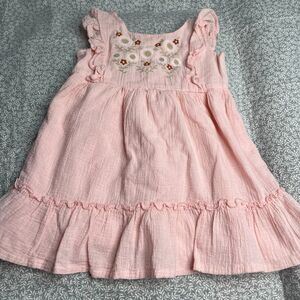 Carter's Blush Pink Gauzy Embroidered Peasant Dress Size 18 months Boho Cottage
